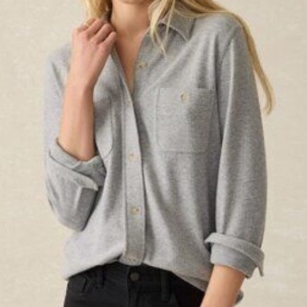 Faherty The Legend Sweater Shirt Small Gray